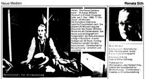 Renata Stih, Garderobiere, Krefeld, 1980